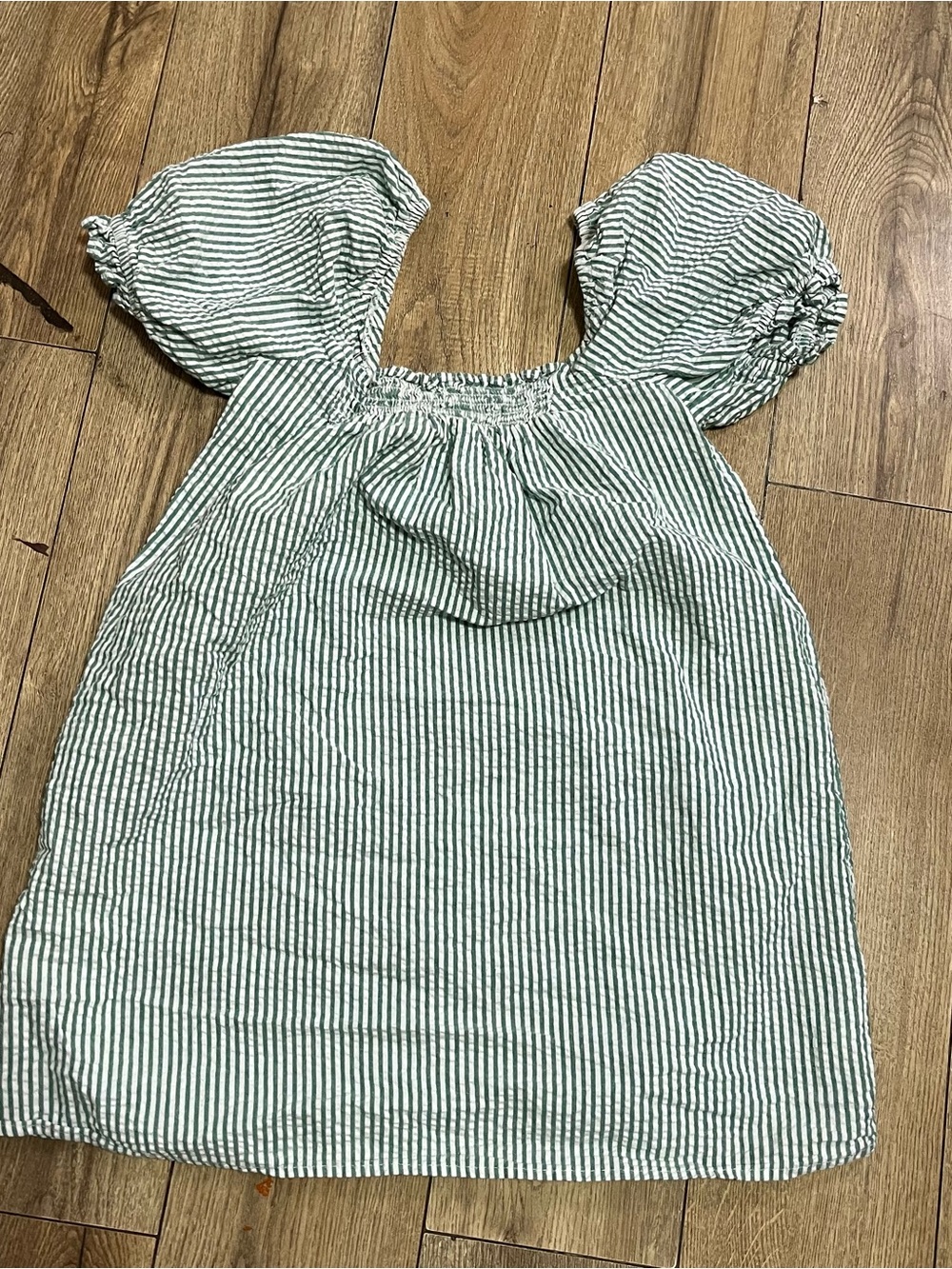 Urban Renewal Green and White Striped Puff-Sleeve Tunic